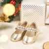 imageOtter MOMO ToddlerLittle Girls Mary Jane Ballerina Flats Size 13 Shoes Slipon School Party Dress ShoesDf13gold