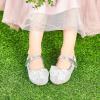 imageOtter MOMO ToddlerLittle Girls Mary Jane Ballerina Flats Size 13 Shoes Slipon School Party Dress ShoesDf716silver