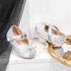 imageOtter MOMO ToddlerLittle Girls Mary Jane Ballerina Flats Size 13 Shoes Slipon School Party Dress ShoesDf716silver