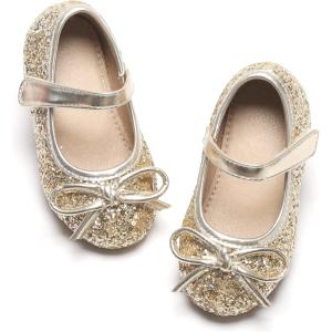 imageOtter MOMO ToddlerLittle Girls Mary Jane Ballerina Flats Size 13 Shoes Slipon School Party Dress ShoesD701gold
