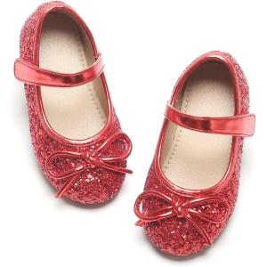 imageOtter MOMO ToddlerLittle Girls Mary Jane Ballerina Flats Size 13 Shoes Slipon School Party Dress ShoesD701red