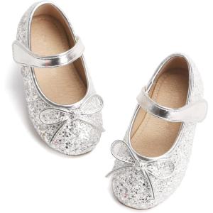 imageOtter MOMO ToddlerLittle Girls Mary Jane Ballerina Flats Size 13 Shoes Slipon School Party Dress ShoesD701silver