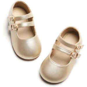 imageOtter MOMO ToddlerLittle Girls Mary Jane Ballerina Flats Size 13 Shoes Slipon School Party Dress ShoesD706gold
