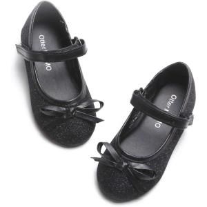 imageOtter MOMO ToddlerLittle Girls Mary Jane Ballerina Flats Size 13 Shoes Slipon School Party Dress ShoesD708black