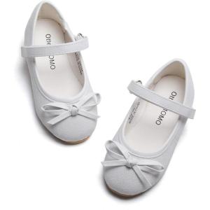 imageOtter MOMO ToddlerLittle Girls Mary Jane Ballerina Flats Size 13 Shoes Slipon School Party Dress ShoesD708white