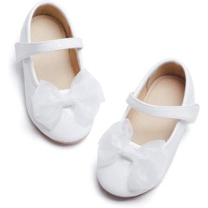 imageOtter MOMO ToddlerLittle Girls Mary Jane Ballerina Flats Size 13 Shoes Slipon School Party Dress ShoesD716white