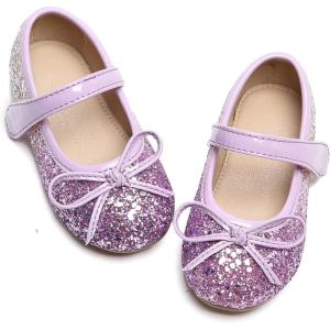 imageOtter MOMO ToddlerLittle Girls Mary Jane Ballerina Flats Size 13 Shoes Slipon School Party Dress ShoesD728purple