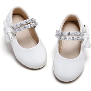 imageOtter MOMO ToddlerLittle Girls Mary Jane Ballerina Flats Size 13 Shoes Slipon School Party Dress ShoesDf12white