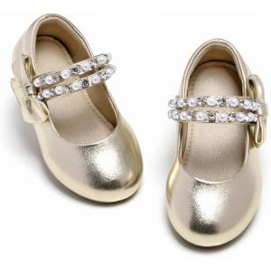imageOtter MOMO ToddlerLittle Girls Mary Jane Ballerina Flats Size 13 Shoes Slipon School Party Dress ShoesDf13gold