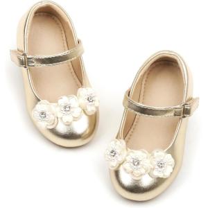 imageOtter MOMO ToddlerLittle Girls Mary Jane Ballerina Flats Size 13 Shoes Slipon School Party Dress ShoesDf14gold