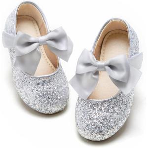 imageOtter MOMO ToddlerLittle Girls Mary Jane Ballerina Flats Size 13 Shoes Slipon School Party Dress ShoesDf18silver