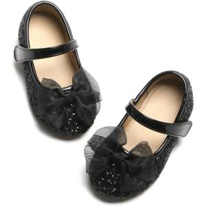 imageOtter MOMO ToddlerLittle Girls Mary Jane Ballerina Flats Size 13 Shoes Slipon School Party Dress ShoesDf716black