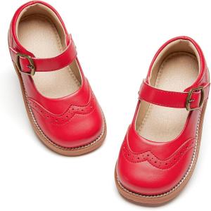 imageOtter MOMO ToddlerLittle Girls Mary Jane Slipon School Uniform Party Dress ShoesD762red