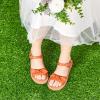 imageOtter MOMO Girls Open Toe Princess Flat Sandals with Comfort Sole Summer SandalsD721brown
