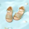 imageOtter MOMO Girls Open Toe Princess Flat Sandals with Comfort Sole Summer SandalsD742 Gold