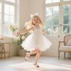 imageOtter MOMO Girls Open Toe Princess Flat Sandals with Comfort Sole Summer SandalsD742 White