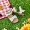 imageOtter MOMO Girls Open Toe Princess Flat Sandals with Comfort Sole Summer SandalsDt02 White
