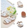 imageOtter MOMO Girls Open Toe Princess Flat Sandals with Comfort Sole Summer SandalsDt04 White