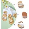 imageOtter MOMO Girls Open Toe Princess Flat Sandals with Comfort Sole Summer SandalsDt08 White