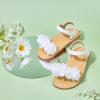 imageOtter MOMO Girls Open Toe Princess Flat Sandals with Comfort Sole Summer SandalsDt09 White