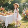 imageOtter MOMO Girls Open Toe Princess Flat Sandals with Comfort Sole Summer SandalsDt13 White