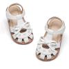 imageOtter MOMO Girls Open Toe Princess Flat Sandals with Comfort Sole Summer SandalsDt14 White
