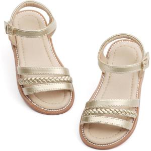 imageOtter MOMO Girls Open Toe Princess Flat Sandals with Comfort Sole Summer SandalsDt01 Gold
