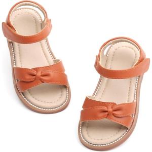 imageOtter MOMO Girls Open Toe Princess Flat Sandals with Comfort Sole Summer SandalsDt02 Brown