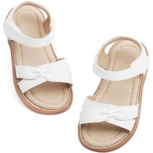imageOtter MOMO Girls Open Toe Princess Flat Sandals with Comfort Sole Summer SandalsDt02 White