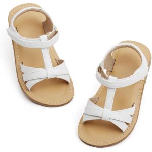 imageOtter MOMO Girls Open Toe Princess Flat Sandals with Comfort Sole Summer SandalsDt03 White
