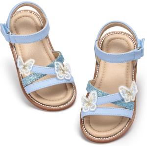 imageOtter MOMO Girls Open Toe Princess Flat Sandals with Comfort Sole Summer SandalsDt04 Blue