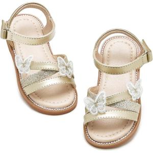 imageOtter MOMO Girls Open Toe Princess Flat Sandals with Comfort Sole Summer SandalsDt04 Gold