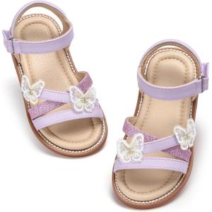 imageOtter MOMO Girls Open Toe Princess Flat Sandals with Comfort Sole Summer SandalsDt04 Purple