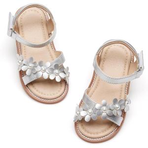 imageOtter MOMO Girls Open Toe Princess Flat Sandals with Comfort Sole Summer SandalsDt05 Silver