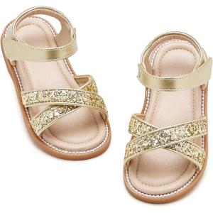 imageOtter MOMO Girls Open Toe Princess Flat Sandals with Comfort Sole Summer SandalsDt06 Gold