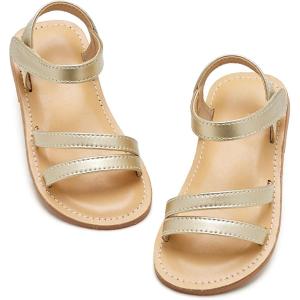 imageOtter MOMO Girls Open Toe Princess Flat Sandals with Comfort Sole Summer SandalsDt08 Gold