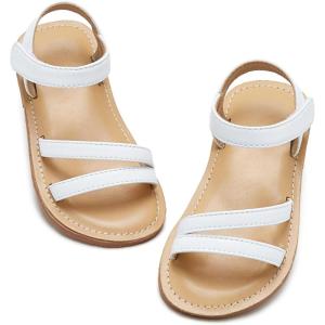 imageOtter MOMO Girls Open Toe Princess Flat Sandals with Comfort Sole Summer SandalsDt08 White
