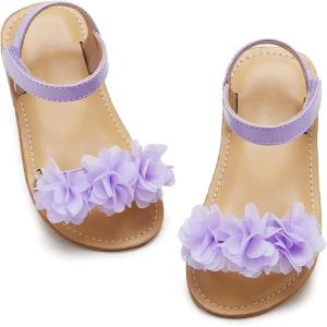 imageOtter MOMO Girls Open Toe Princess Flat Sandals with Comfort Sole Summer SandalsDt09 Purple