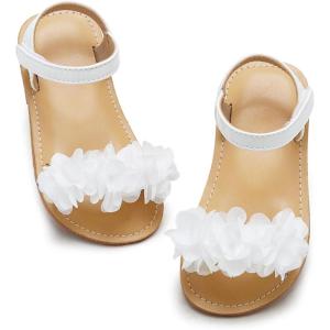 imageOtter MOMO Girls Open Toe Princess Flat Sandals with Comfort Sole Summer SandalsDt09 White