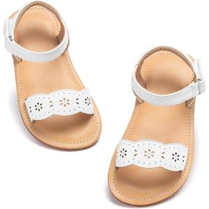 imageOtter MOMO Girls Open Toe Princess Flat Sandals with Comfort Sole Summer SandalsDt10 White