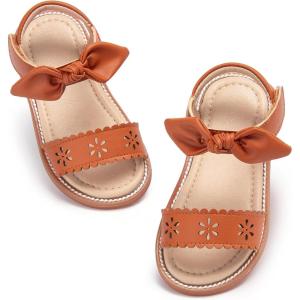 imageOtter MOMO Girls Open Toe Princess Flat Sandals with Comfort Sole Summer SandalsDt11 Brown