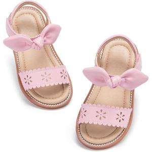imageOtter MOMO Girls Open Toe Princess Flat Sandals with Comfort Sole Summer SandalsDt11 Pink