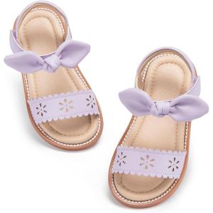 imageOtter MOMO Girls Open Toe Princess Flat Sandals with Comfort Sole Summer SandalsDt11 Purple