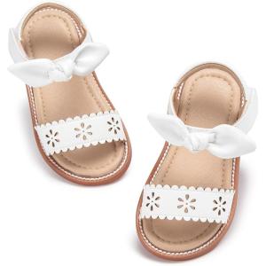 imageOtter MOMO Girls Open Toe Princess Flat Sandals with Comfort Sole Summer SandalsDt11 White