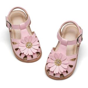 imageOtter MOMO Girls Open Toe Princess Flat Sandals with Comfort Sole Summer SandalsDt12 Pink