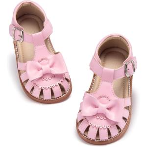 imageOtter MOMO Girls Open Toe Princess Flat Sandals with Comfort Sole Summer SandalsDt13 Pink