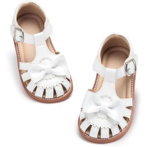 imageOtter MOMO Girls Open Toe Princess Flat Sandals with Comfort Sole Summer SandalsDt13 White