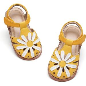 imageOtter MOMO Girls Open Toe Princess Flat Sandals with Comfort Sole Summer SandalsDt15 Yellow
