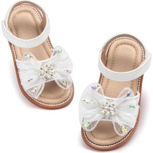 imageOtter MOMO Girls Open Toe Princess Flat Sandals with Comfort Sole Summer SandalsDt16 White