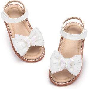 imageOtter MOMO Girls Open Toe Princess Flat Sandals with Comfort Sole Summer SandalsDt17 White